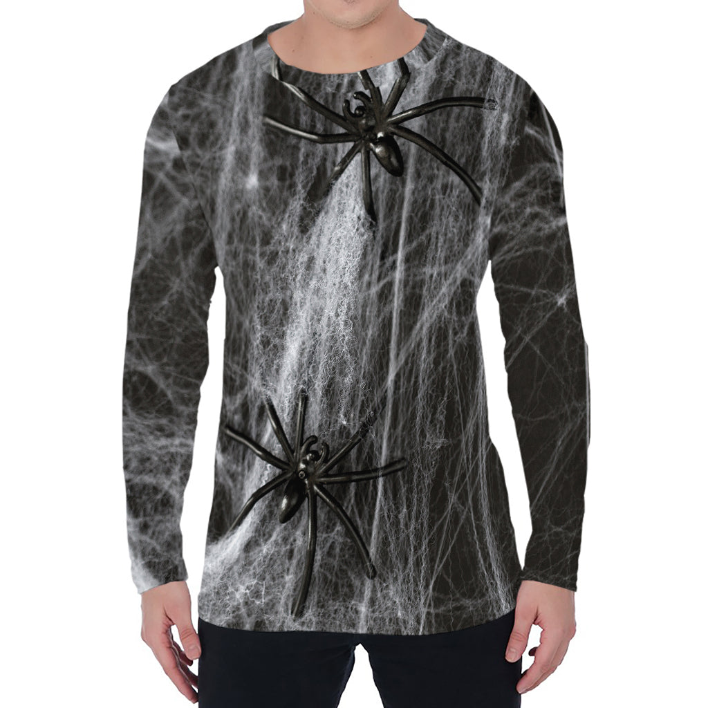 Toy Spiders And Cobweb Print Men's Long Sleeve T-Shirt