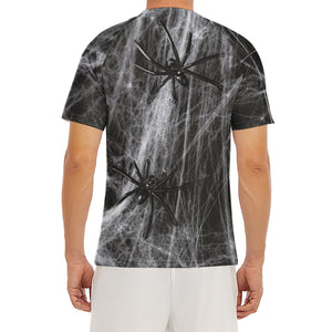 Toy Spiders And Cobweb Print Men's Short Sleeve Rash Guard