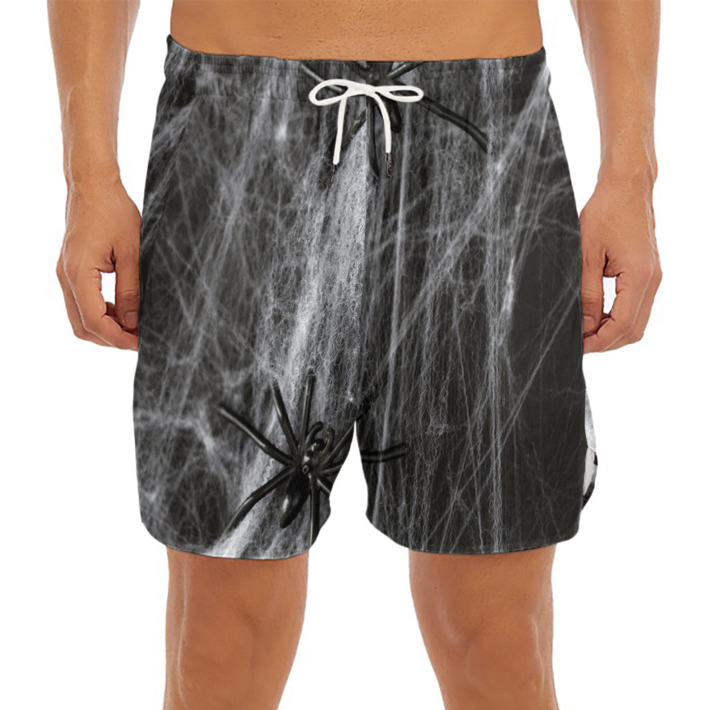 Toy Spiders And Cobweb Print Men's Split Running Shorts