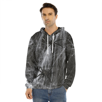 Toy Spiders And Cobweb Print Men's Velvet Pullover Hoodie
