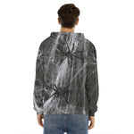 Toy Spiders And Cobweb Print Men's Velvet Pullover Hoodie