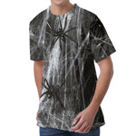 Toy Spiders And Cobweb Print Men's Velvet T-Shirt