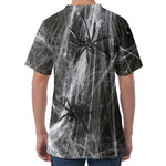 Toy Spiders And Cobweb Print Men's Velvet T-Shirt