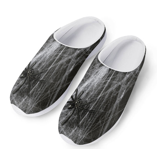 Toy Spiders And Cobweb Print Mesh Casual Shoes