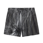 Toy Spiders And Cobweb Print Mesh Shorts