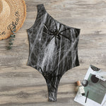 Toy Spiders And Cobweb Print One Shoulder Bodysuit