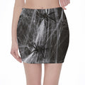 Toy Spiders And Cobweb Print Pencil Mini Skirt