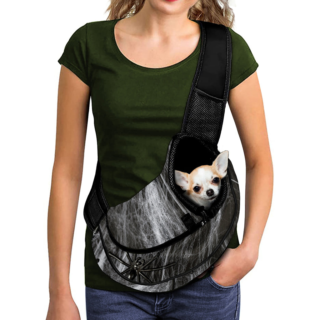 Toy Spiders And Cobweb Print Pet Sling Carrier
