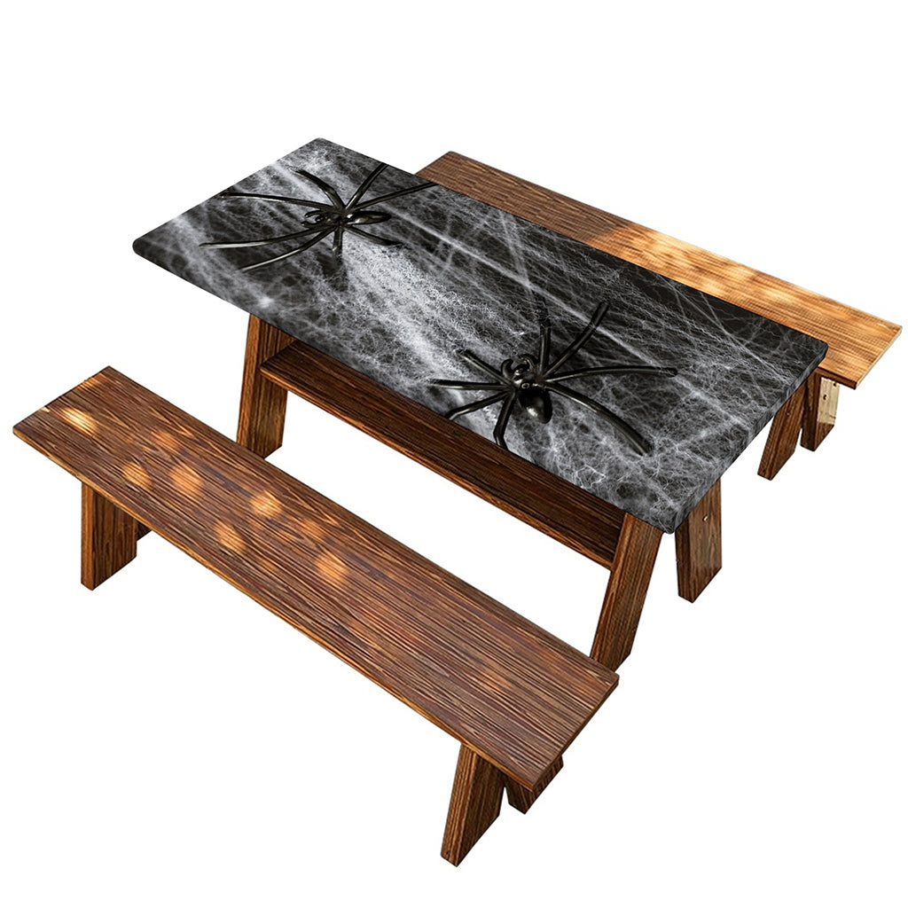 Toy Spiders And Cobweb Print Picnic Table Cover