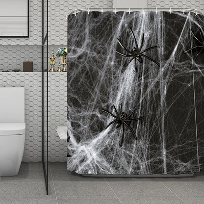 Toy Spiders And Cobweb Print Polyester Shower Curtain