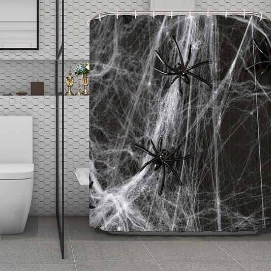 Toy Spiders And Cobweb Print Polyester Shower Curtain