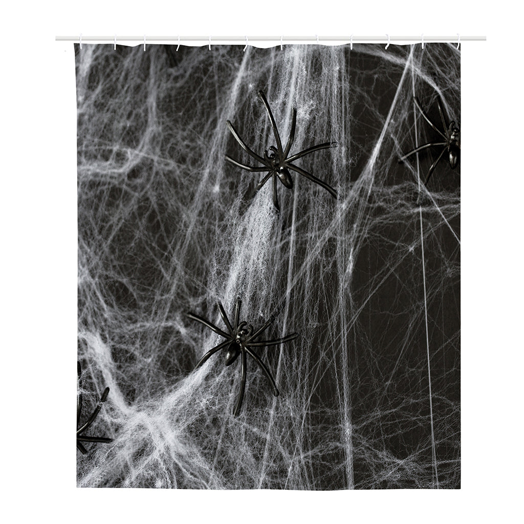 Toy Spiders And Cobweb Print Polyester Shower Curtain