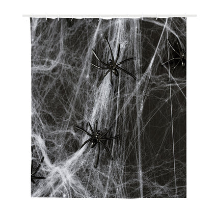 Toy Spiders And Cobweb Print Polyester Shower Curtain