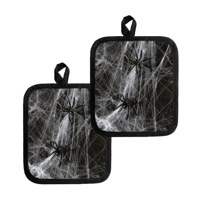Toy Spiders And Cobweb Print Pot Holders