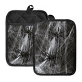 Toy Spiders And Cobweb Print Pot Holders With Pocket