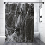 Toy Spiders And Cobweb Print Premium Shower Curtain