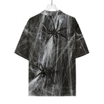 Toy Spiders And Cobweb Print Rayon Hawaiian Shirt
