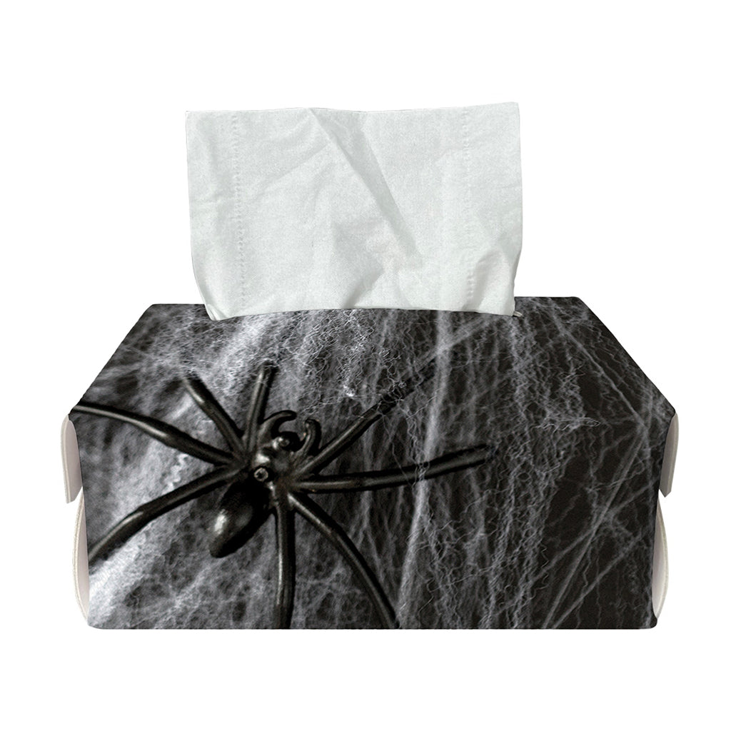 Toy Spiders And Cobweb Print Rectangle Tissue Box Cover