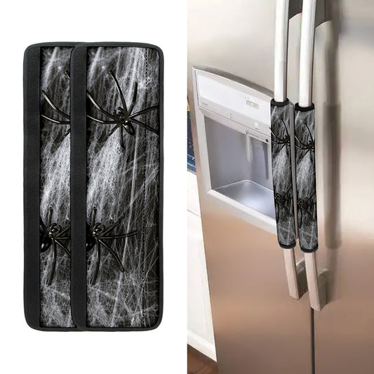 Toy Spiders And Cobweb Print Refrigerator Handle Covers
