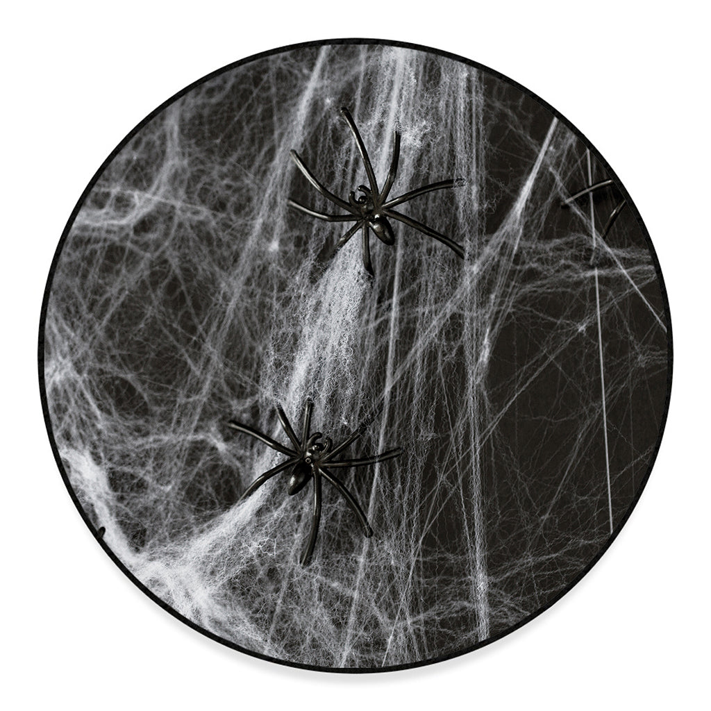 Toy Spiders And Cobweb Print Round Floor Mat