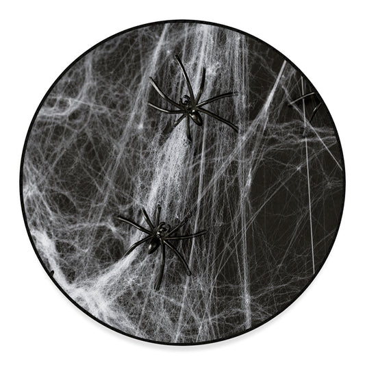 Toy Spiders And Cobweb Print Round Floor Mat