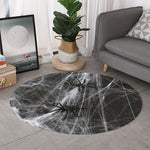 Toy Spiders And Cobweb Print Round Rug