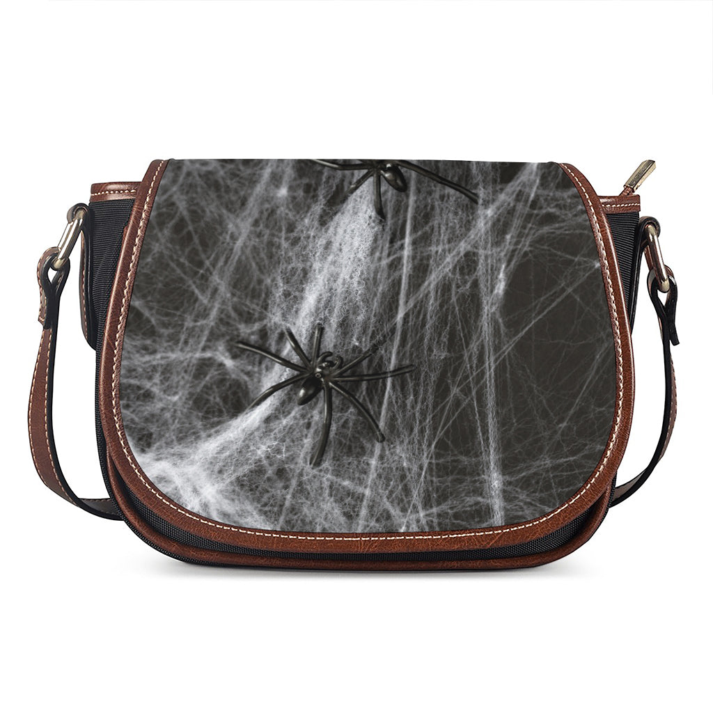 Toy Spiders And Cobweb Print Saddle Bag