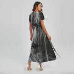 Toy Spiders And Cobweb Print Short Sleeve Maxi Dress