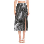 Toy Spiders And Cobweb Print Side Slit Midi Skirt