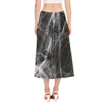 Toy Spiders And Cobweb Print Side Slit Midi Skirt