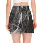 Toy Spiders And Cobweb Print Side Slit Mini Skirt