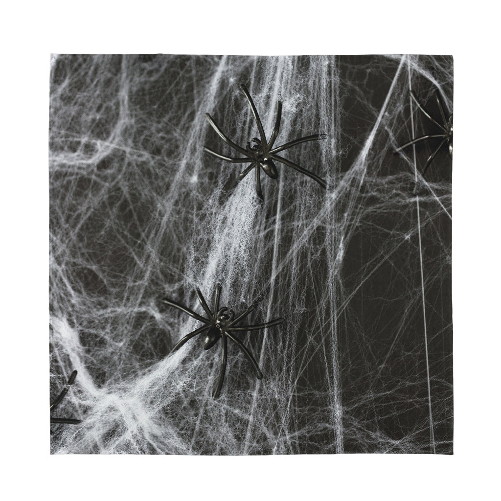 Toy Spiders And Cobweb Print Silk Bandana