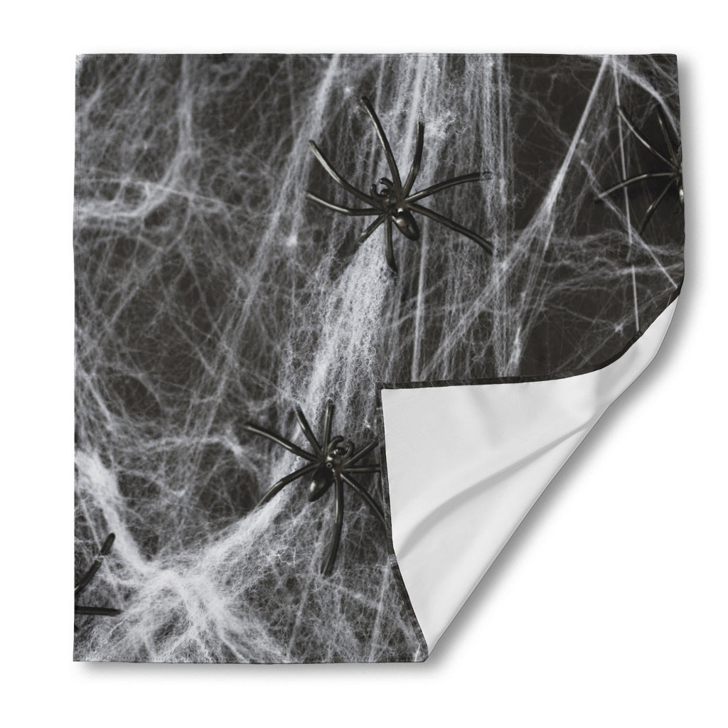 Toy Spiders And Cobweb Print Silk Bandana