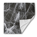 Toy Spiders And Cobweb Print Silk Bandana