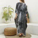 Toy Spiders And Cobweb Print Silk V-Neck Kaftan Dress