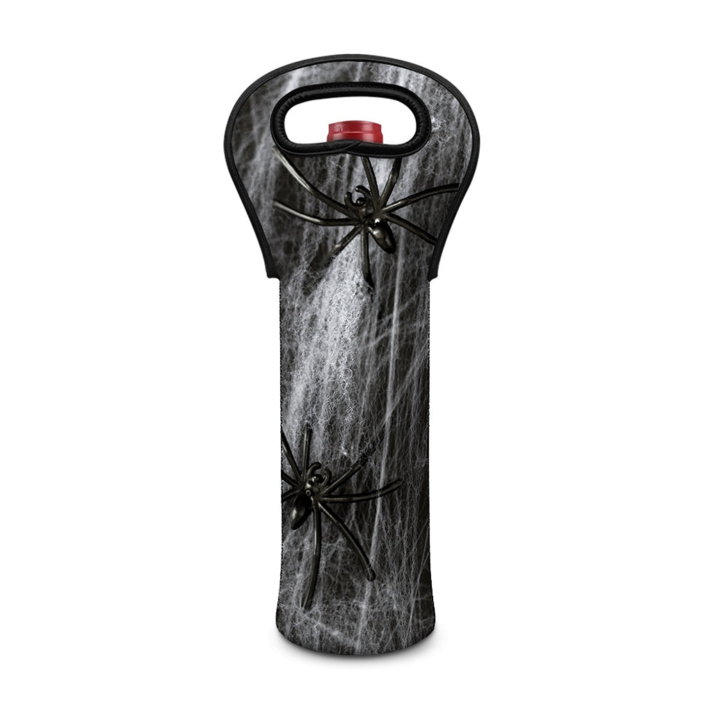 Toy Spiders And Cobweb Print Single Neoprene Wine Tote