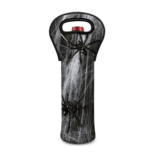 Toy Spiders And Cobweb Print Single Neoprene Wine Tote