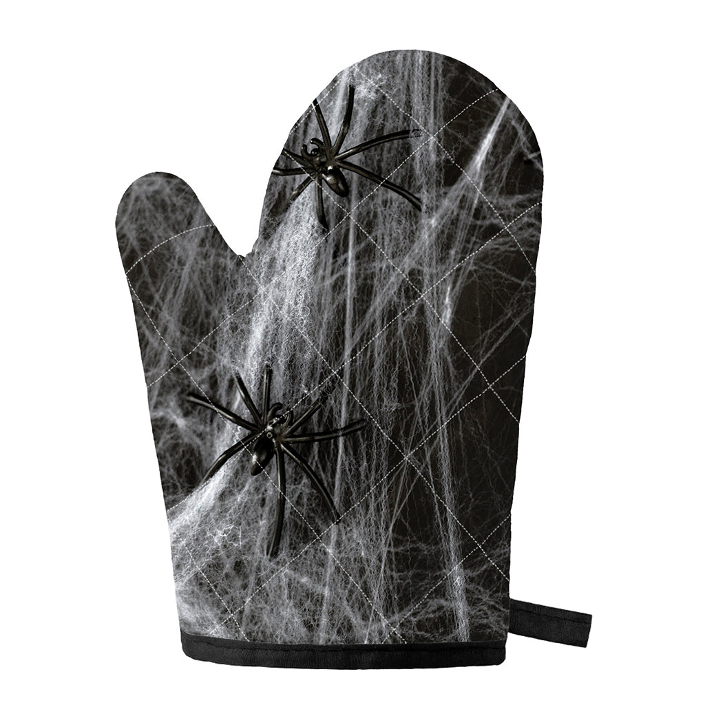 Toy Spiders And Cobweb Print Single Oven Mitt