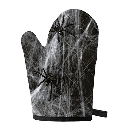 Toy Spiders And Cobweb Print Single Oven Mitt