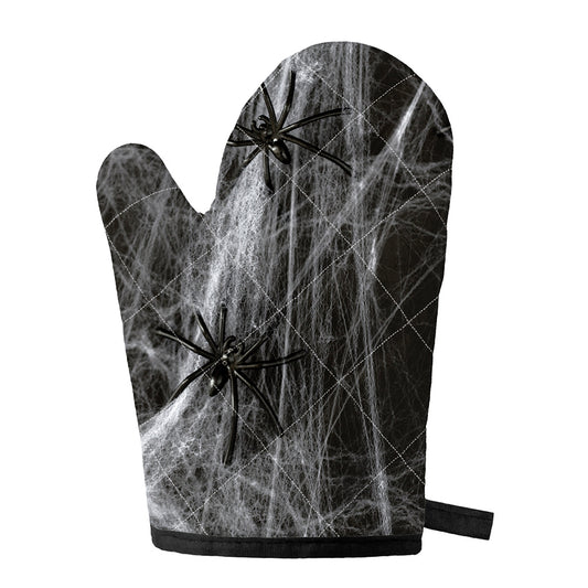Toy Spiders And Cobweb Print Single Oven Mitt