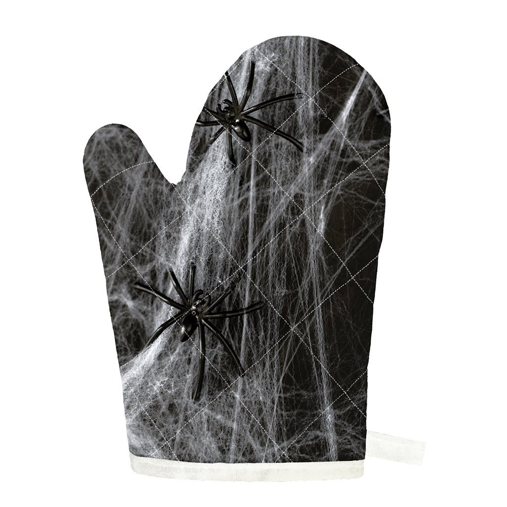 Toy Spiders And Cobweb Print Single Oven Mitt