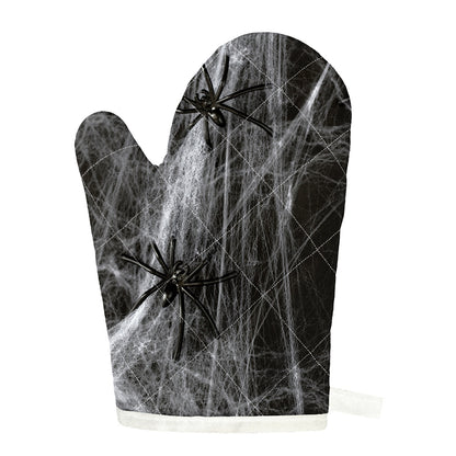 Toy Spiders And Cobweb Print Single Oven Mitt