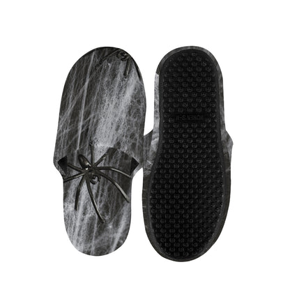 Toy Spiders And Cobweb Print Slippers