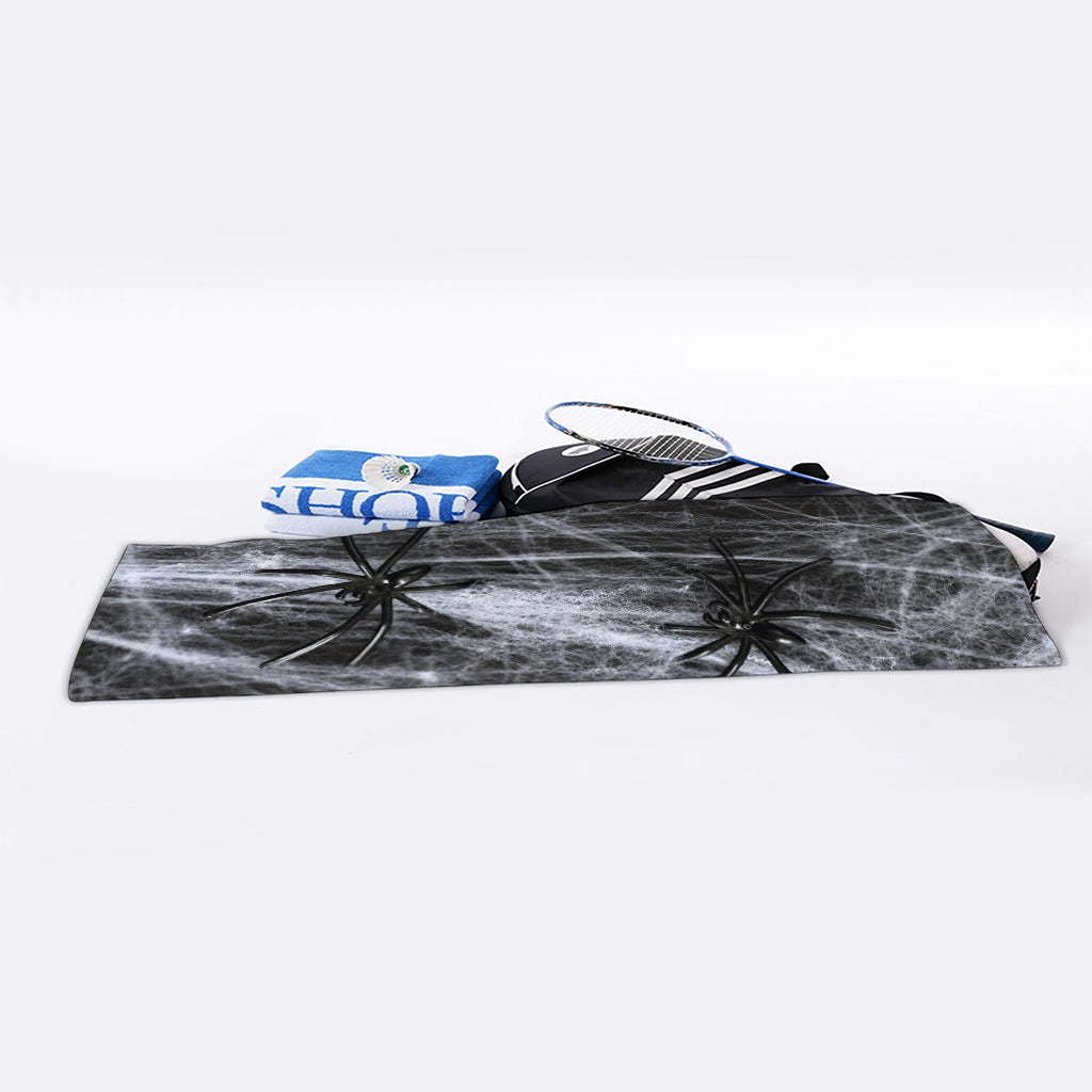 Toy Spiders And Cobweb Print Sports Towel
