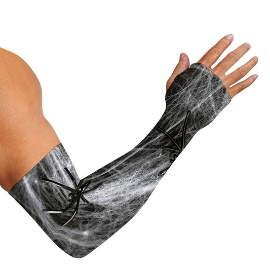 Toy Spiders And Cobweb Print Sun Protection Arm Sleeves