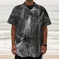 Toy Spiders And Cobweb Print Textured Short Sleeve Shirt