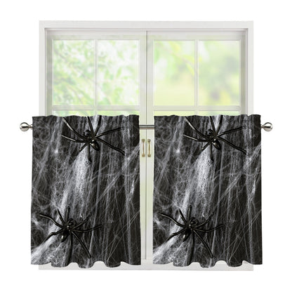 Toy Spiders And Cobweb Print Tier Curtains
