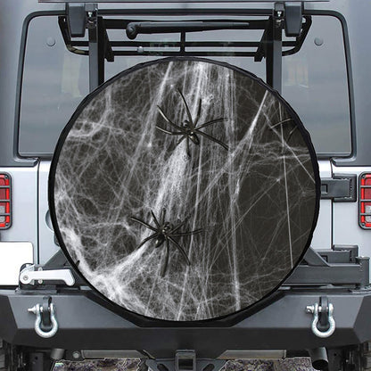 Toy Spiders And Cobweb Print Tire Cover