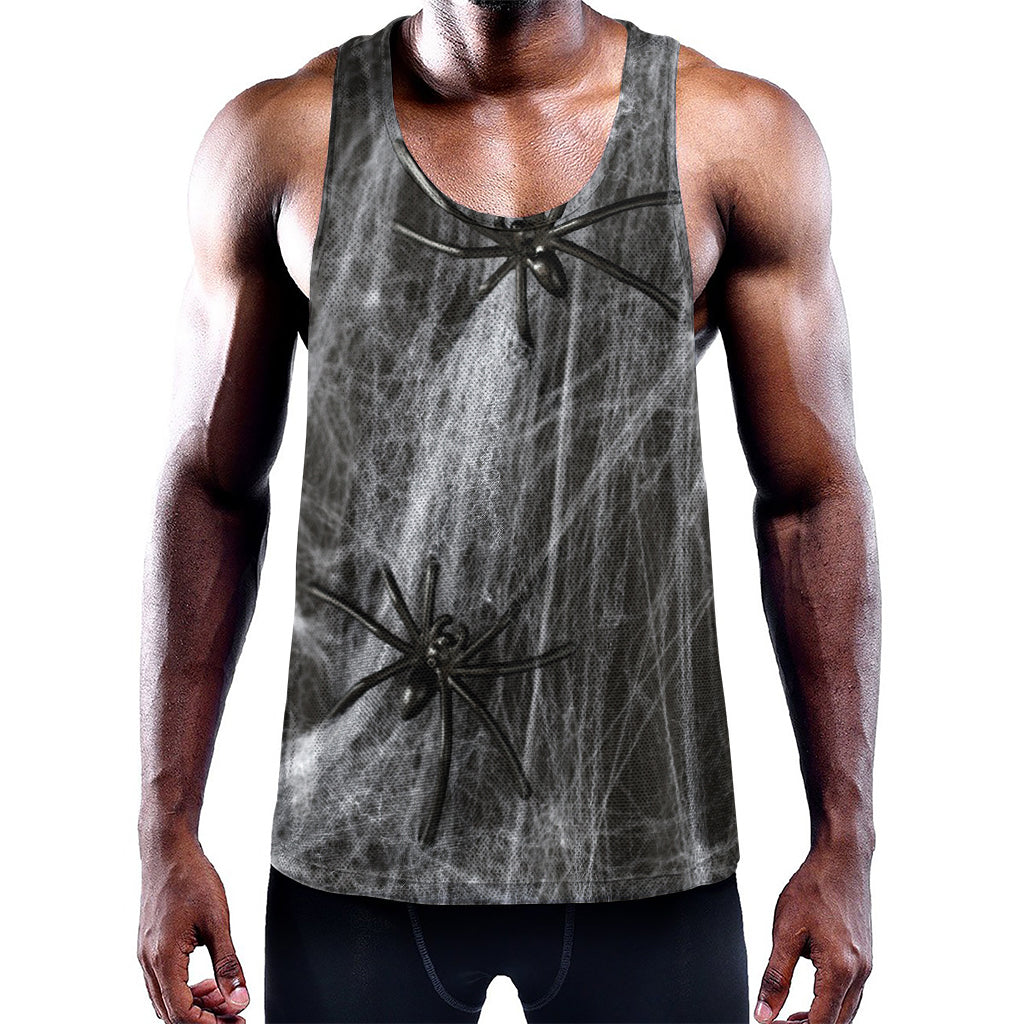 Toy Spiders And Cobweb Print Training Tank Top