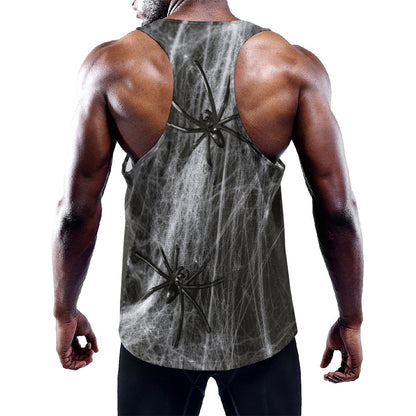 Toy Spiders And Cobweb Print Training Tank Top